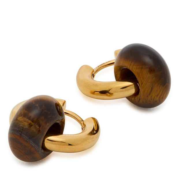 GOLD - Anni Lu - Women's Glazed Donut Tiger Eye Hoop Earrings